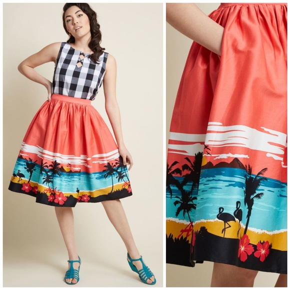 NWT, Collectif x Modcloth, A-Line Aloha Skirt